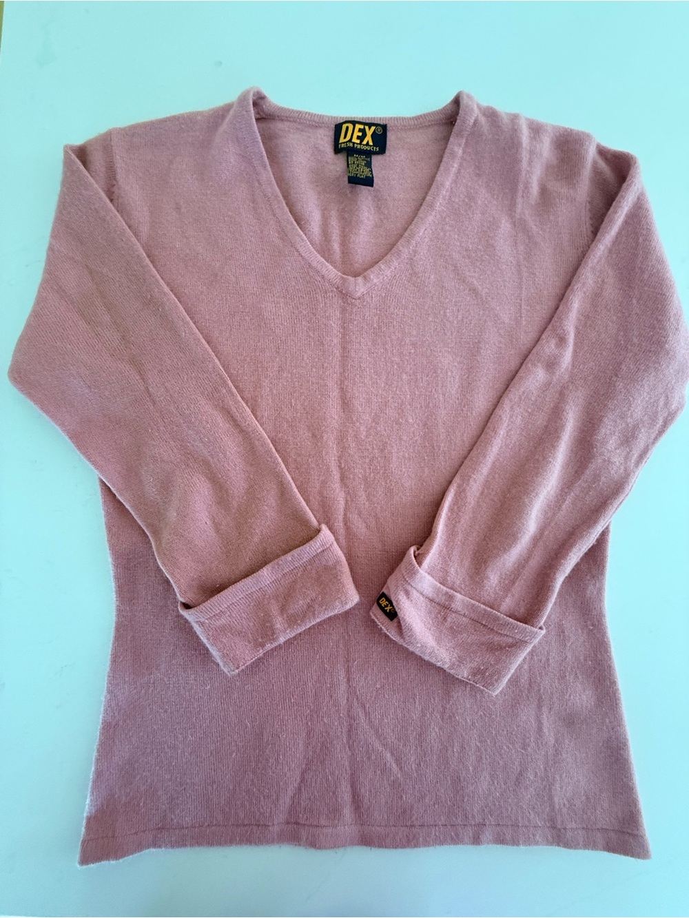 Vintage DEX Pink V-Neck Women's Sweater